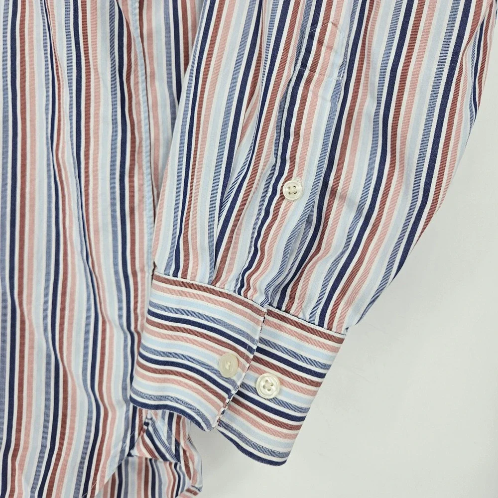 J‎ Crew Shirt Mens Large 16 16.5 Striped Button Up Casual Long Sleeve FLAWS